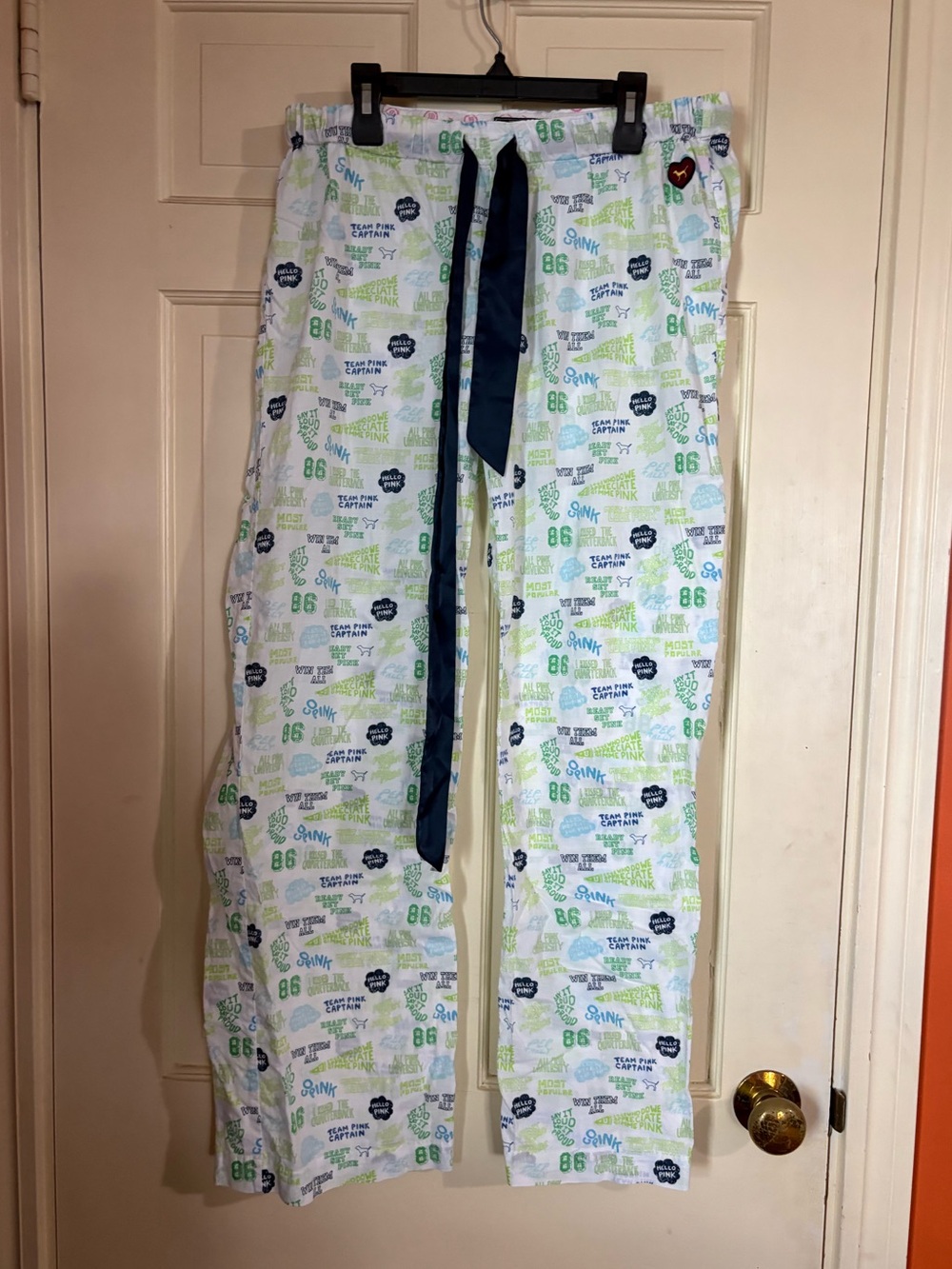 VS Univ Pink  Women Pj Pant Sz S Y2K Lounge Sleepwear Collegiate Green Vintage